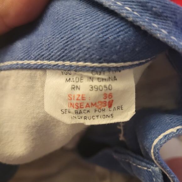 Jean Team High Rise Groovy Retro Distressed Faded Blue Jeans Size 36/30 - Picture 11 of 12